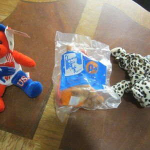 VTG 3 SMALL COLLECTIBLE PLUSHES, USA BEAR, VULPIX, CASHEW, READ ALL